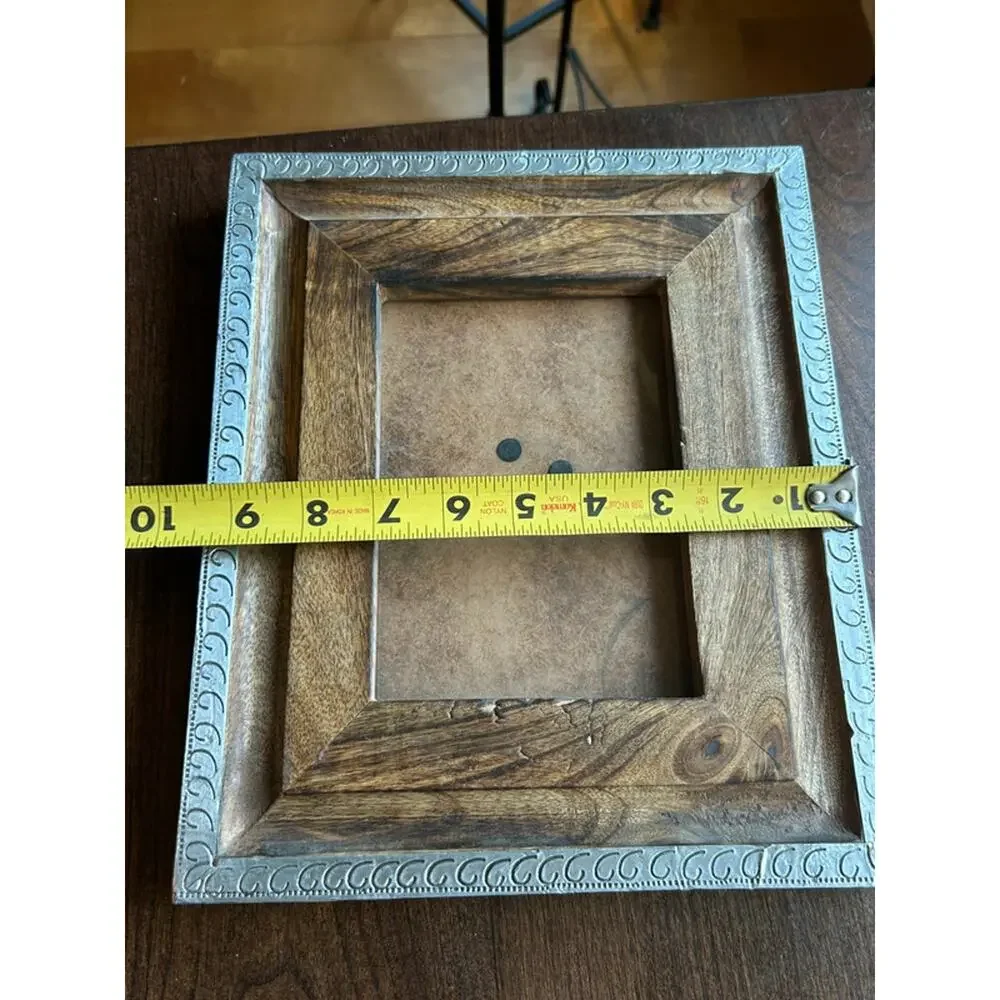 New brown wood frame metal border made in India